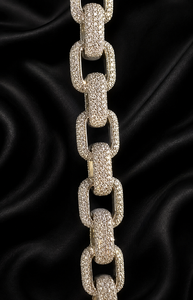 สร้อยคอเงินแท้ 925 รุ่น HJ029 ยี่ห้อ Haalo Jewels แบบ Cuban Chain ประดับเพชรโมอิสซาไนต์ ชุบโรเดียม/ทอง/โรสโกลด์ สไตล์ฮิปฮอปสุดหรู - Product Image 2