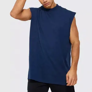 Débardeur sans manches, surdimensionné, pour hommes, t-shirt ample, à la mode, col surélevé, Logo personnalisé, été, 2020