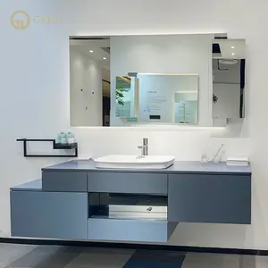GODI Modern Luxury Hotel Wall Mounted Floating Cabinet Bathroom Vanity with Sink