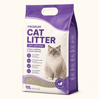 Sac d'emballage pour litière pour chat en bentonite, fond carré, résistant à l'humidité, 10 kg, 5 kg, avec poignée en plastique, logo personnalisé