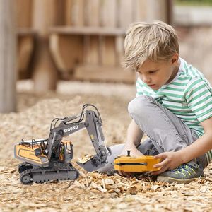 Jouet d'excavatrice télécommandée avec pelle en métal, camion de construction RC, véhicules d'ingénierie avec lumière et musique, excavatrice RC - Product Image 6