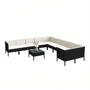 Set Lounge da Giardino in Rattan Nero per 10 Persone, Arredamento da Esterno dal Design Contemporaneo - Product Image 1