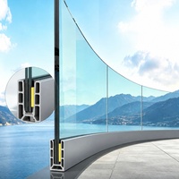 Balustrade en verre trempé sans cadre avec base en aluminium pour balcon de villa, terrasse, pont – Moderne, extérieur, résistant à la rouille et à l'eau