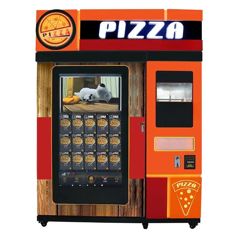 Máquina de venda automática de pizza comercial mais vendida, 60 cópias/tempo, vários sabores, totalmente automática, com suporte para vários pagamentos