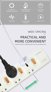 Prise multiple de prévention incendie série PRIMA, 13A 3000W, interrupteur de surcharge, volet de sécurité, vente en gros d'usine - Product Image 3