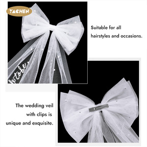 YACHEN Ensemble Nœud Cheveux, Voile et Écharpe pour Future Mariée, Cadeau pour Halloween, Fête Prénuptiale, Fiançailles et Enterrement de Vie de Jeune Fille - Product Image 3