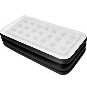 Matelas gonflable simple et durable avec haut floqué 18 ''de haute pompe jumelle intégrée pour hôtels - Product Image 2