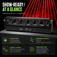 Barre de lumière laser mobile RGB pleine couleur verte bleue DJ six 6 faisceaux rouges DMX512 Effets IP33 Éclairage de fête