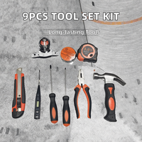 Kit d'outils de réparation professionnel pour mécanicien, 9 pièces, comprenant pinces, marteau à griffes, stylo testeur, boîte - Étui rigide haute résistance