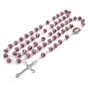 <span class=keywords><strong>Rosario</strong></span> católico de Nuestra Señora de Guadalupe con <span class=keywords><strong>Divina</strong></span> <span class=keywords><strong>Misericordia</strong></span> Jesús Collar de cadena de eslabones de cuentas de vidrio de 8mm en forma de cruz para bodas - Product Image 5