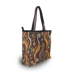 Australian Aboriginal Art Silk Fabric Large Shoulder Bag Ladies Handbag <b>Shopping</b> Bag Custom Print Luxury Handbags for Women - Product Image 5