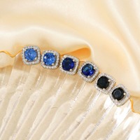 ACME elegante cobre latón Cubic Zirconia pendientes forma cuadrada con cristales circundantes multicolor moda adelante joyería