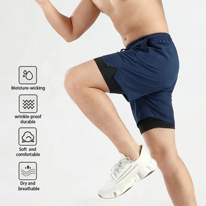 Shorts d'entraînement 2-en-1 pour homme TRMA, extensibles et résistants, 80/20 polyamide <span class=keywords><strong>élasthanne</strong></span>, avec doublure de compression ventilée perforée - Product Image 1