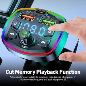 Q7 Wireless Car Charger FM Transmitter <b>Adapter</b> Dual <b>USB</b> PD Charger AUX Hands Free Car Fast Charger <b>Adapter</b> - Product Image 5