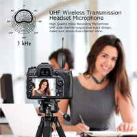 Casque de Microphone sans fil à double condensateur Portable suppression de bruit UHF pour l'enseignement de la parole en public vidéo métal cardioïde