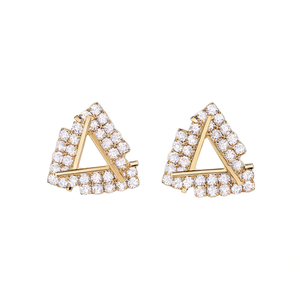 Orecchini a triangolo dorato con intarsio di cristalli per donna, da indossare tutti i giorni, design geometrico, micro inserti, gioielli placcati in oro - Product Image 1