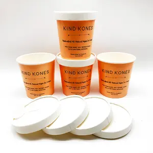 16Oz Kem Trắng Giấy Quart Container 140Ml Gelato Kem Cốc Giấy Sữa Chua Nhôm Foil Seal In Gelato Cups Cle