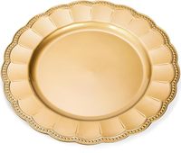 Assiettes de présentation dorées de 13 pouces, robustes et réutilisables en plastique, pour la mise en table de mariages, anniversaires et fêtes