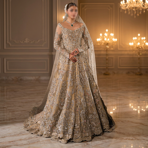 Modern Bridal Heavy Floor-Length A-Line Lehenga Dress with Crystal Flowers for Plus Size Pakistani <b>Bride</b> Wedding - Product Image 2