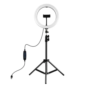 Puz 10.2英寸26厘米LED环灯 + 1.1米三脚架安装Vlogging视频灯直播套件