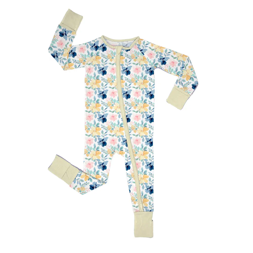 Bamboo Viscose Spandex Baby Footed Toddler Pajamas Romper Zip Front Sleepn Play Sleeper Infant Baby Clothes Jumpsuit Romper