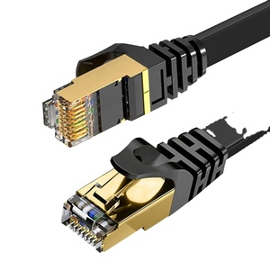 D-Sunty High Quality CAT7 Flat Ethernet Patch Cord RJ45 32AWG Pure Copper SSTP Shielded LAN <b>Communication</b> Jumper <b>Cable</b> 8P8C - Product Image 3