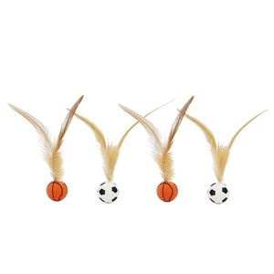 Feather <b>Cat</b> <b>Toy</b> Ball With Basketball And Soccer Pattern Boredom Buster For <b>Cats</b> Manual <b>Interactive</b> Play - Product Image 1