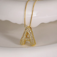 Collar con Colgante de Letra del Alfabeto A-Z Personalizado con Circonitas, Chapado en Oro, Estilo Hip Hop, Collar con Iniciales de Latón para Mujer