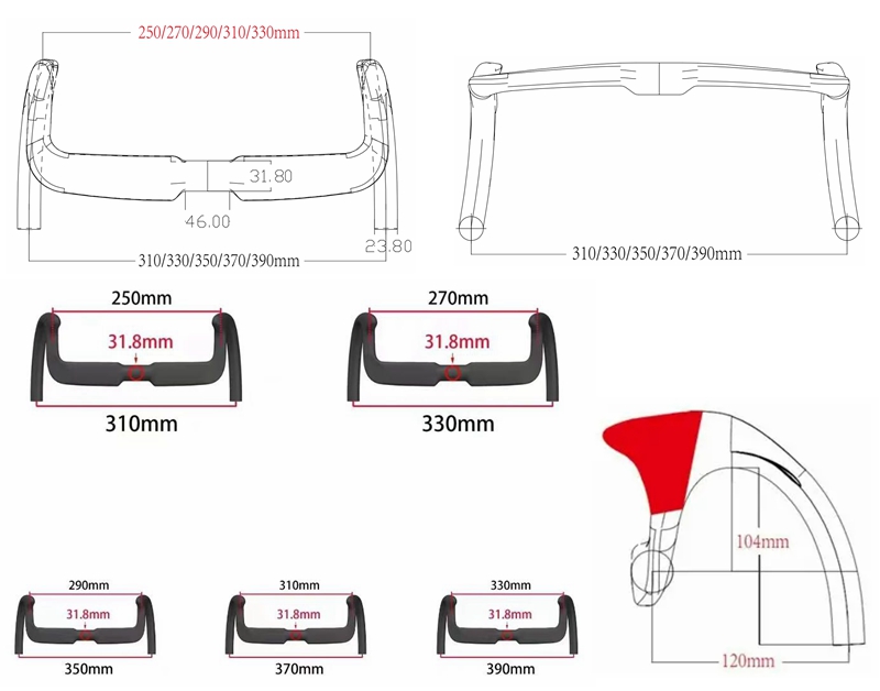 H23 Sprint 330MM Lightweight Carbon Cycling Handlebar