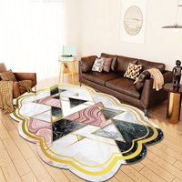 Moderner, einzigartiger, heiß begehrter Teppich mit geometrischem Muster, niedrigem Flor, rutschfest, aus Kristallvelours, für Wohnzimmer und Schlafzimmer