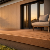 Panneau de bardage composite polyuréthane 5e génération 48x22mm aspect bois pour terrasses et revêtements muraux, garantie 30 ans