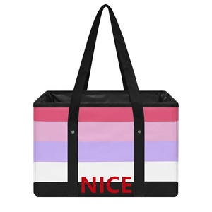 Panier de courses pliable personnalisé style arc-en-ciel gay, sac fourre-tout pour souvenirs, objets de collection et courses domestiques - Product Image 5
