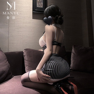 Man Yu Cross-Border Sexy Striped Bow Mini Skirt OL Uniform Temptation Pure Desire Lingerie Set 9534 - Product Image 5