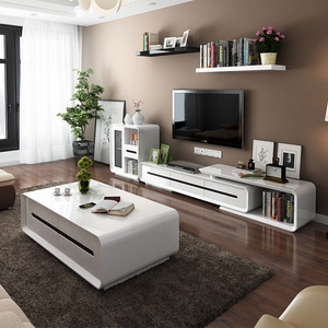 Mueble para <span class=keywords><strong>TV</strong></span> Moderno Italiano Extensible, Lacado en Blanco Brillante, Mesa para el Hogar - Product Image 1