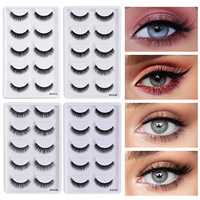 Faux cils en vison naturels, longs, volumineux, en grappe, pour maquillage de scène, 5 paires, faits à la main, réutilisables