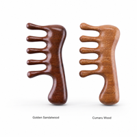 En gros : Masseur de cuir chevelu en bois, Peigne de massage des méridiens, Outil Gua Sha en bois de santal doré et Cumaru, Coffrets cadeaux de soins capillaires avec logo personnalisé