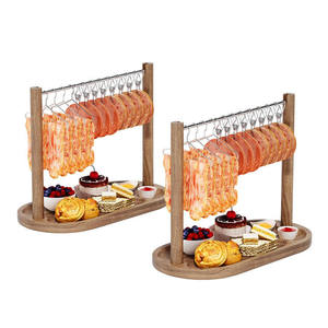 Bamboo Bacon Rack Cheese <b>Board</b> With Hooks For BBQ Cooking Serving Tray - Product Image 1