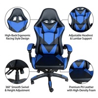 Chaise de bureau à dossier haut en cuir PU avec support lombaire réglable, chaise de jeu pivotante pour studio YouTube, chambre à coucher, dortoir étudiant