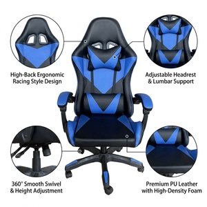 Chaise de bureau à dossier haut en cuir PU avec support lombaire réglable, chaise de <span class=keywords><strong>jeu</strong></span> pivotante pour studio YouTube, chambre à coucher, dortoir étudiant - Product Image 1
