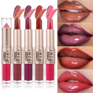 Brillo Labial y Lápiz Labial 2 en 1 de Doble Punta, Marca Privada OEM, <span class=keywords><strong>Alta</strong></span> Pigmentación, Hidratante, Larga Duración, Suave, Cosmético Labial - Product Image 1