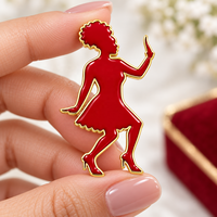 Broche en métal plaqué or avec émail rouge, motif Femme Grecque de la Fortitude dansant, pour Sororité Delta, Bijou personnalisé pour femmes, Vente en gros