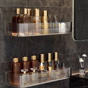Acrylic Bathroom Wall Storage Rack – Light Luxury Cosmetic Organizer <b>Box</b> for Toilet, Washstand, Vanity – Clear Modern <b>Shelf</b> for - Product Image 1