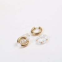 Bijoux hypoallergéniques pour femmes, boucles d'oreilles Huggie en acier inoxydable plaqué or 18k Pvd, chaîne de perles étanche