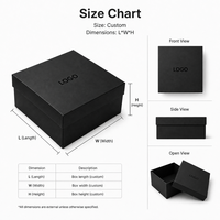 Boîte cadeau rigide de luxe avec couvercle et base, logo personnalisé, noir mat, estampage à chaud or, emballage en papier, boîte en carton deux pièces, vente en gros