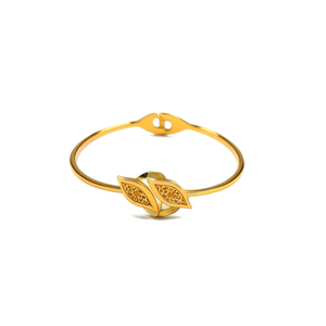 Pulsera de cristal de acero inoxidable 316L con baño de oro PVD, diseño de hoja, ajustable, para mujer. - Product Image 2