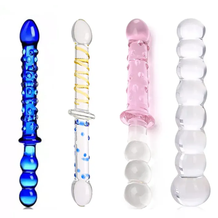DKK Dildo Kaca Kristal, Pemijat Kaca Penis, Tongkat Pemijat, Dildo Penis Anal Mainan Seks untuk Pasangan Wanita