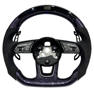 Volant de voiture en fibre de carbone et Alcantara violet LED pour <span class=keywords><strong>Audi</strong></span> <span class=keywords><strong>Q</strong></span> C8 A1 A3 A4 A5 A6 A7 A8 B6 B7 B8 B9 C6 C7 TT R8 - Product Image 1