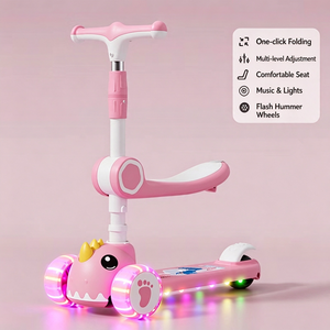 Patinete Infantil Tres en Uno, Convertible en Monopatín y Scooter con Pedales, para Niños y Niñas de 2, 3, 6 y 12 Años, Modelo Plegable - Product Image 4