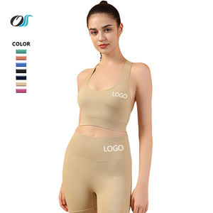 Senorita Set di biancheria intima sportiva da donna antiurto per Yoga Top Leggings corti a tinta unita tuta sportiva per correre Fitness in due pezzi - Product Image 4