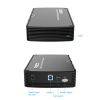 FIDECO Aluminio ABS USB 3,0 3.5in con interruptor de ventilador 2,5 3,5 pulgadas 22TB HDD SSD Caja externa Caja de disco duro SATA
